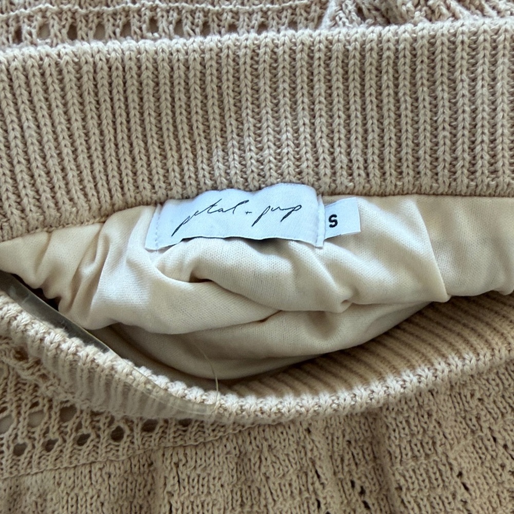 Petal & Pup Beige Crochet Maxi Skirt with Flared Hem - Picture 5 of 6